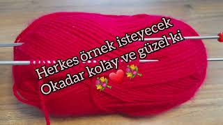 en kolay💐 iki şiş örgü modeli 💐yelek hırka suveter buluz için örgü modeli #knittingdesign