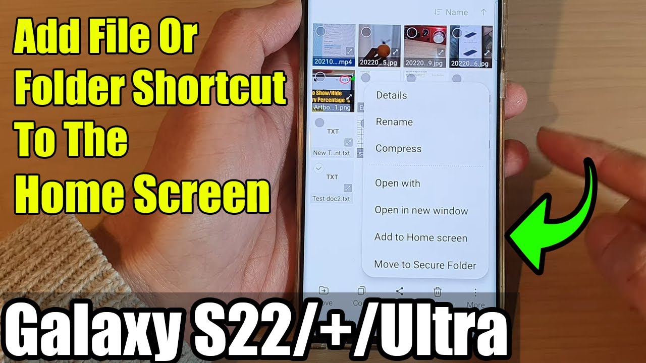 Galaxy S22 S22 Ultra How To Add File Or Folder Shortcut To The Home