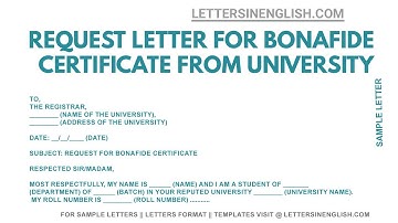 Request Letter for Bonafide Certificate from College  - How To Write Letter for Bonafide Certificate