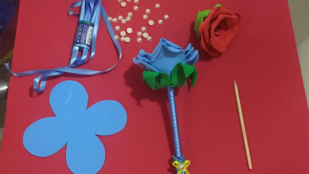 COMO FAZER CANETA FLOR EM E.V.A