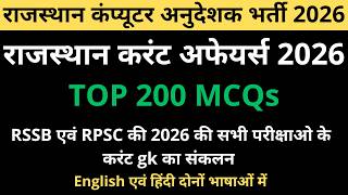 RSMSSB Computer Instructor 2026: Rajasthan Current Affairs Strategy and 200 Top Questions