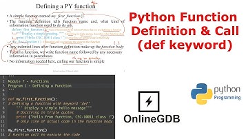 Python | Function definition & call | def keyword