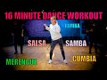 16 minute follow along dance workout  merengue cumbia salsa samba american rumba