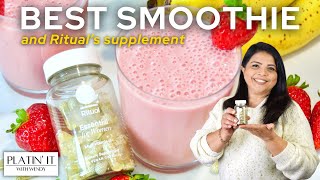 The BEST Strawberry Banana Smoothie with Ritual's Supplement