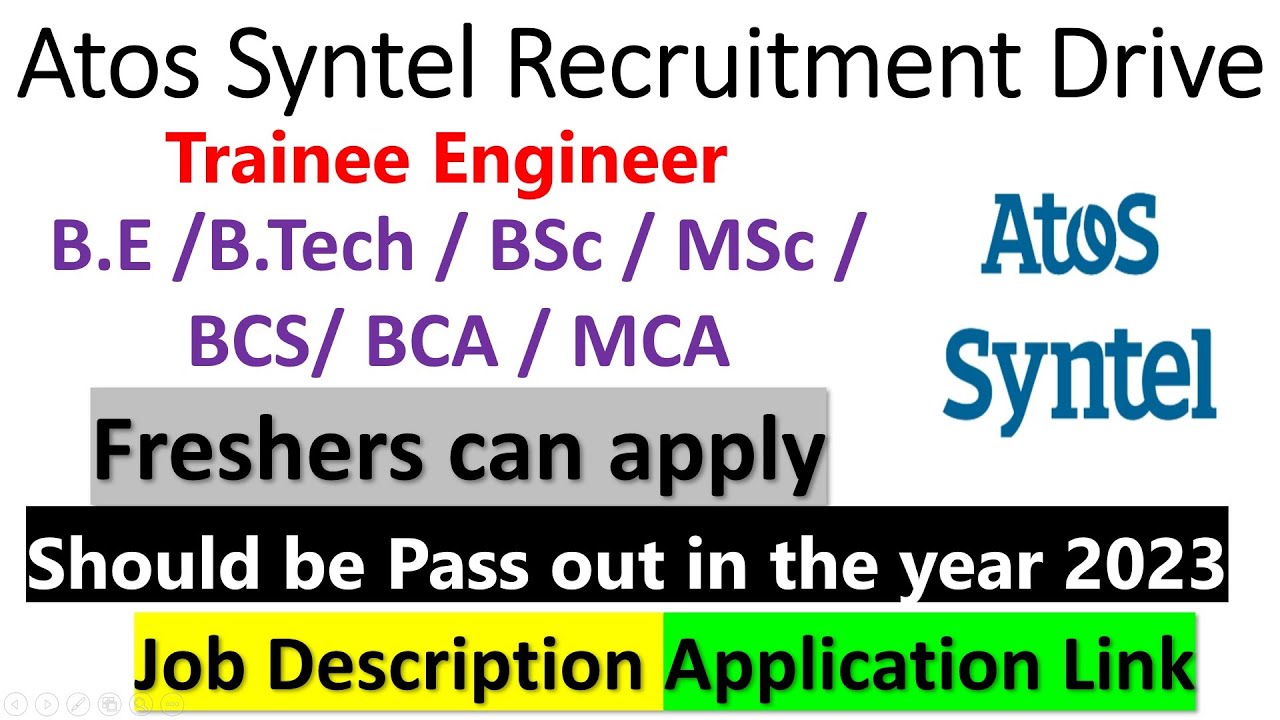 Atos Syntel Recruitment Drive | Atos Syntel hiring freshers | career at Atos Syntel | Atos jobs |job
