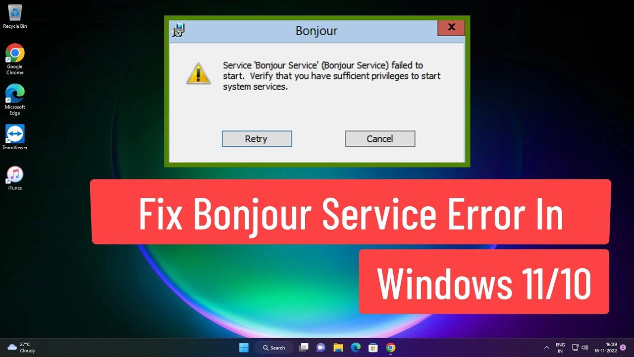 Fix Bonjour Service Error In Windows 11/10