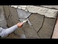 Flat stone on wall ,with just cement and sand