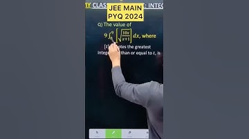 Q) The value of 9 integration (o to 9) [√(10x /(x + 1 ) ] dx, where[t] denotes the greatest integer