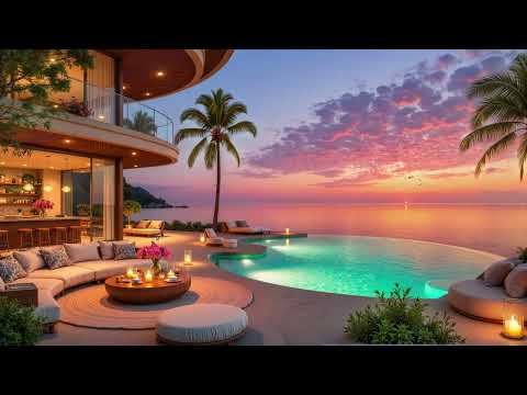 Luxury Sunset Jazz 🌴 Oceanfront Pool Villa Ambience for Relaxation, Study & Deep Sleep