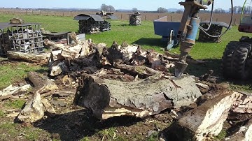 Log Splitter Auger Cone In Action - Raw Footage | The Attachment Company