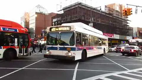 MTA Bus: Long Island City bound C40LF 185 Q66 at Main St/Roosevelt Av