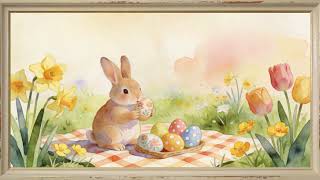 Easter Bunny Painting in Vintage Frame 🐰 1 Hour 4K Spring TV Screensaver | Easter Eggs & Flowers screenshot 4