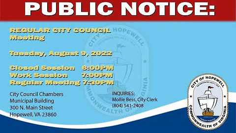 City Council Regular Meeting 9 August 2022