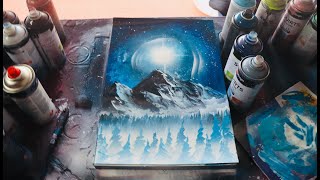 The Snowy Mountains - Spray Paint Art