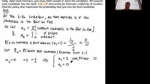 Optimal Stopping -- The Secretary Problem