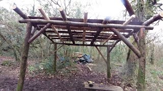 we are going to be heating and cooking with wood so we need a wood store, i knocked this up in a few hours, it just needs so tarp 