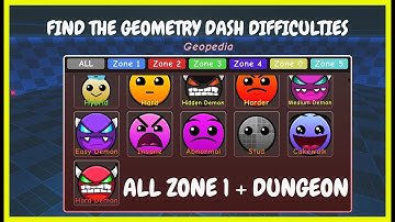 ALL Find the Geometry Dash DIFFICULTIES ZONE 1 [ OUTDATED, NEW Guide in PINNED COMMENT ] [ ROBLOX ]