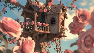 Treehouse Surrounded By Roses | Relaxing Video, Bird Sounds, Peaceful, Nature Sounds