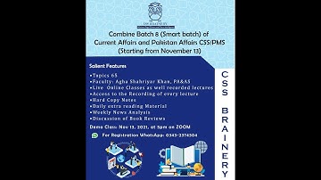 Details of New Smart Batch of Current Affairs and Pakistan Affairs CSS/PMS