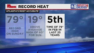 Record heat in Atlanta to end February