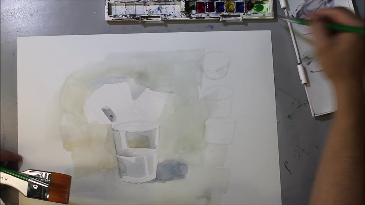 How to paint a watercolor glass vase with flowers I / Como pintar un