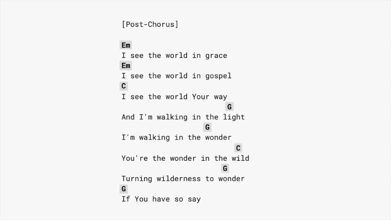 Wonder (I see the world in light) by hillsong (CAPO4) guitar chords & lyrics - YouTube