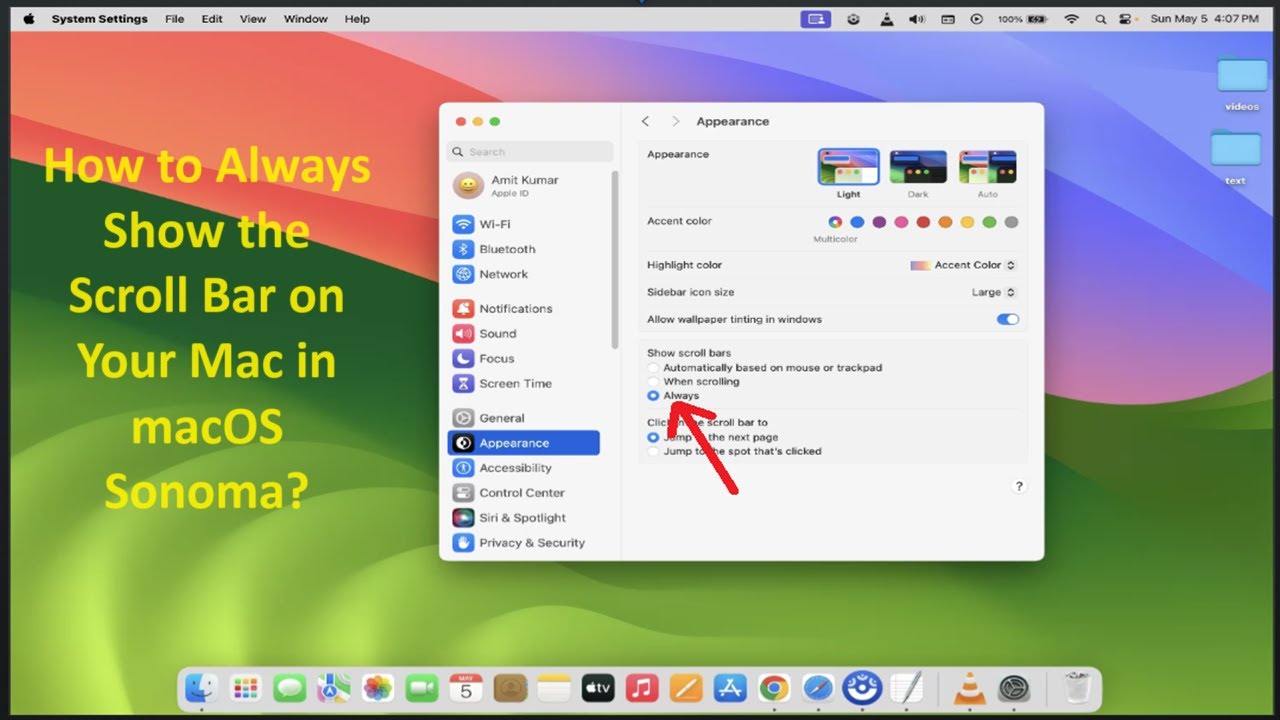 How to Always Show the Scroll Bar on Your Mac in macOS Sonoma? - YouTube