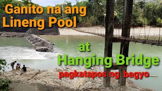 ANG ITSURA NG LINENG POOL AT HANGING BRIDGE PAGKATAPOS NG BAGYO. AMIANAN, SAN GABRIEL, LA UNION