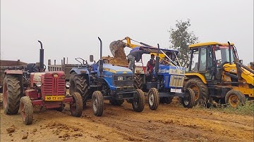 New Jcb 3dx Backhoe Loader Machine Loading Mud In Swaraj 742 XT Tractor | Jcb Tractor | Jcb Machine