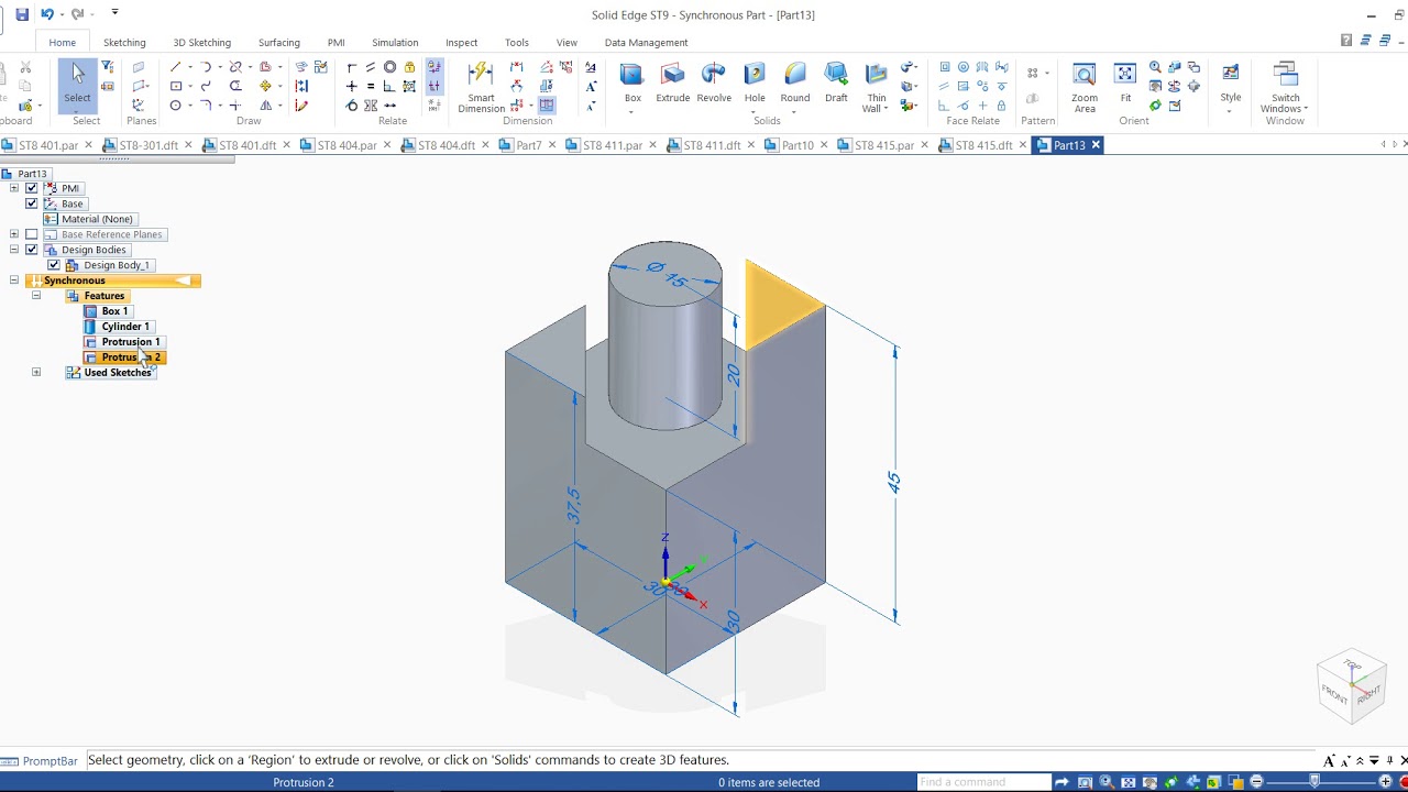 ST8 422 Solid Edge modell og tegning - YouTube