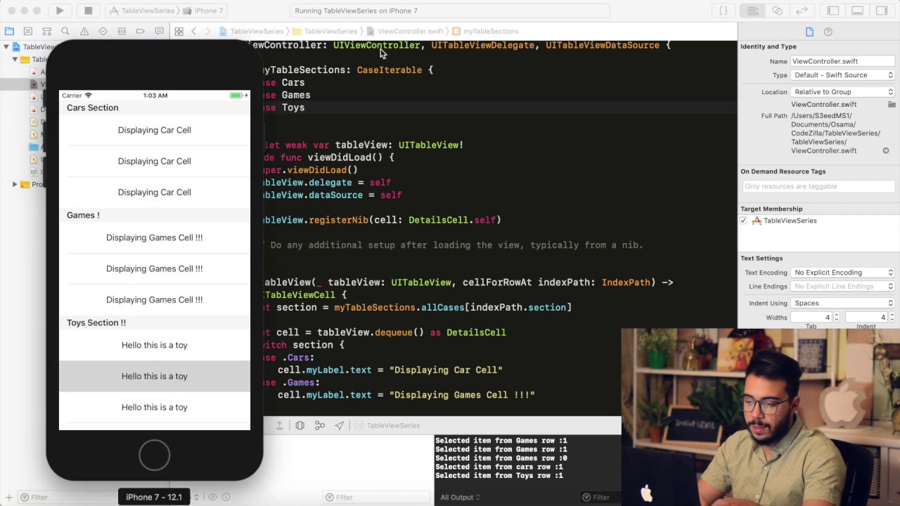 UITableView Data using Enums | عربي | Swift5, Xcode - YouTube