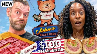 Brits Try $100 Philadelphia Food CHALLENGE!!