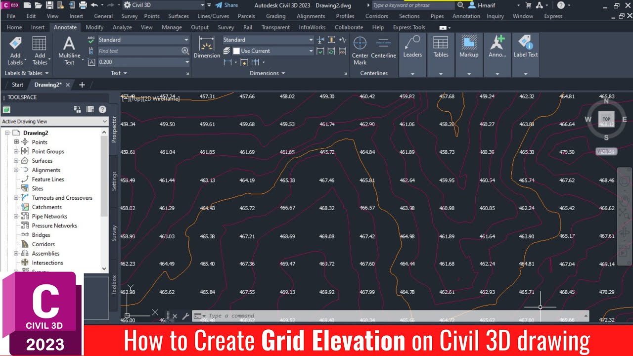 How to Create Grid Elevation on Civil 3D drawing - YouTube