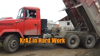6x6 Dump Truck KrAZ On Road Hard Working Construction