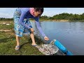 Fishing plastic pipe at my village | Unique Fish Trapping style