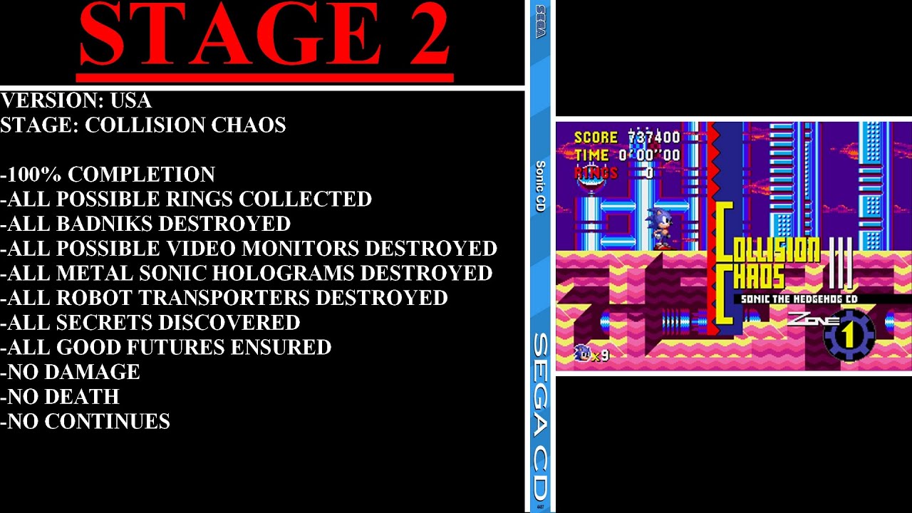 Sonic CD [USA] (Sega CD) - (Stage 2 - Collision Chaos | 100
