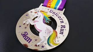 Custom 3D horse Soft Enamel Glittering tie ribbon Run Sport Medal screenshot 5