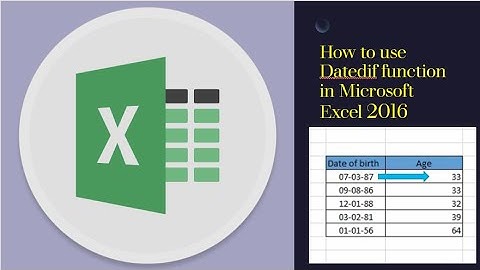 How to use datedif function in Microsoft excel 2016 #msexcel #msexcel2016 #msexcelfullcourse