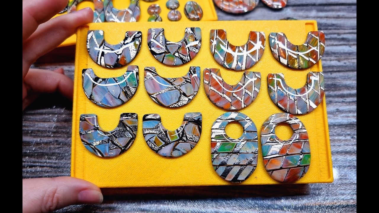 How to Make Colorful and Unusual Earrings Components (Part 1) with Polymer Clay +Unique baking tool