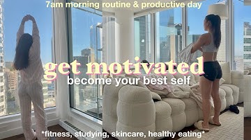 7AM PRODUCTIVE DAY 🐰 realistic morning routine, working out, studying, cooking, aesthetic vlog