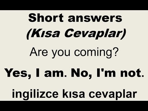 ingilizce de Short answers (Kısa Cevaplar) nasıl verilir yes ve no kullanımı