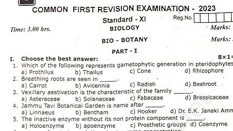11th EM Biology First Revision Exam Original Question Paper 2023