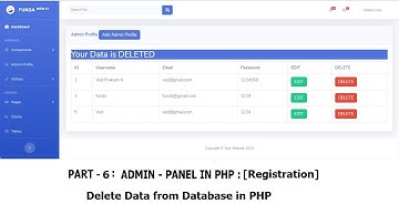 Part 6-Admin Panel(Registration): Delete Data from Database in php