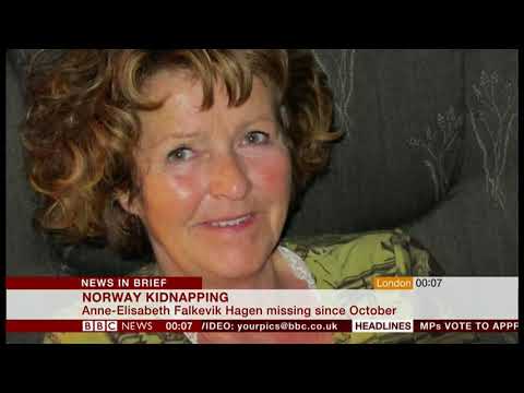 Anne-Elisabeth Falkevik Hagen believed kidnapped (Norway) - BBC News - 10th January 2019