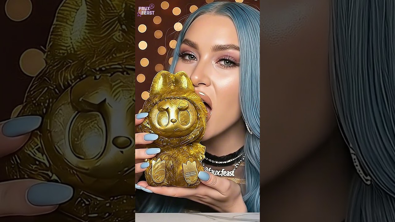 Is the 24 KARAT GOLD LABUBU edible?🧈🧸🍯 Oddly Satisfying HONEY LABUBU ASMR