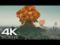Nuclear explosions demolish city 2024 4k scene  fallout