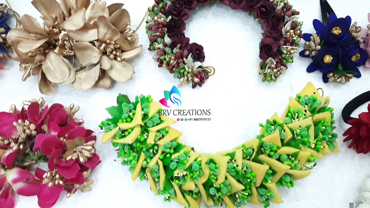 artificial flower hair accessories customized by SRVCREATIONS/ orders