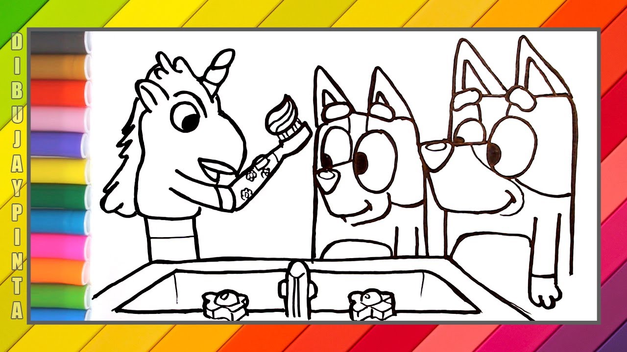 dibuja-y-colorea-a-bluey-y-bingo-cepillandose-los-dientes-f-cil-y