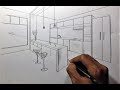 How To Draw Simple Kitchen Set and Mini Bar In Two Point Perspective