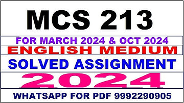 mcs 213 solved assignment 2024 | mcs 213 solved assignment in english 2023-24 | mcs 213 2024
